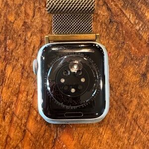 Silver Smartwatch with Gold Mesh Band - Compatible Wearable